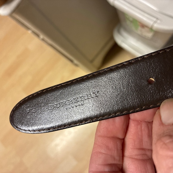 Burberry Black Leather Belt with Yellow Plaid Accent - Picture 4 of 6